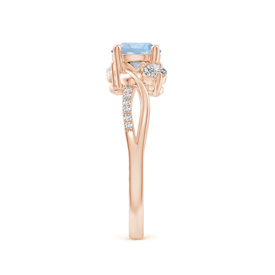 6mm AA Aquamarine and Diamond Twisted Vine Ring in Rose Gold side 299