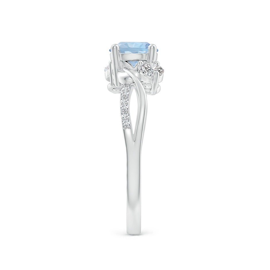 6mm AA Aquamarine and Diamond Twisted Vine Ring in White Gold side 299