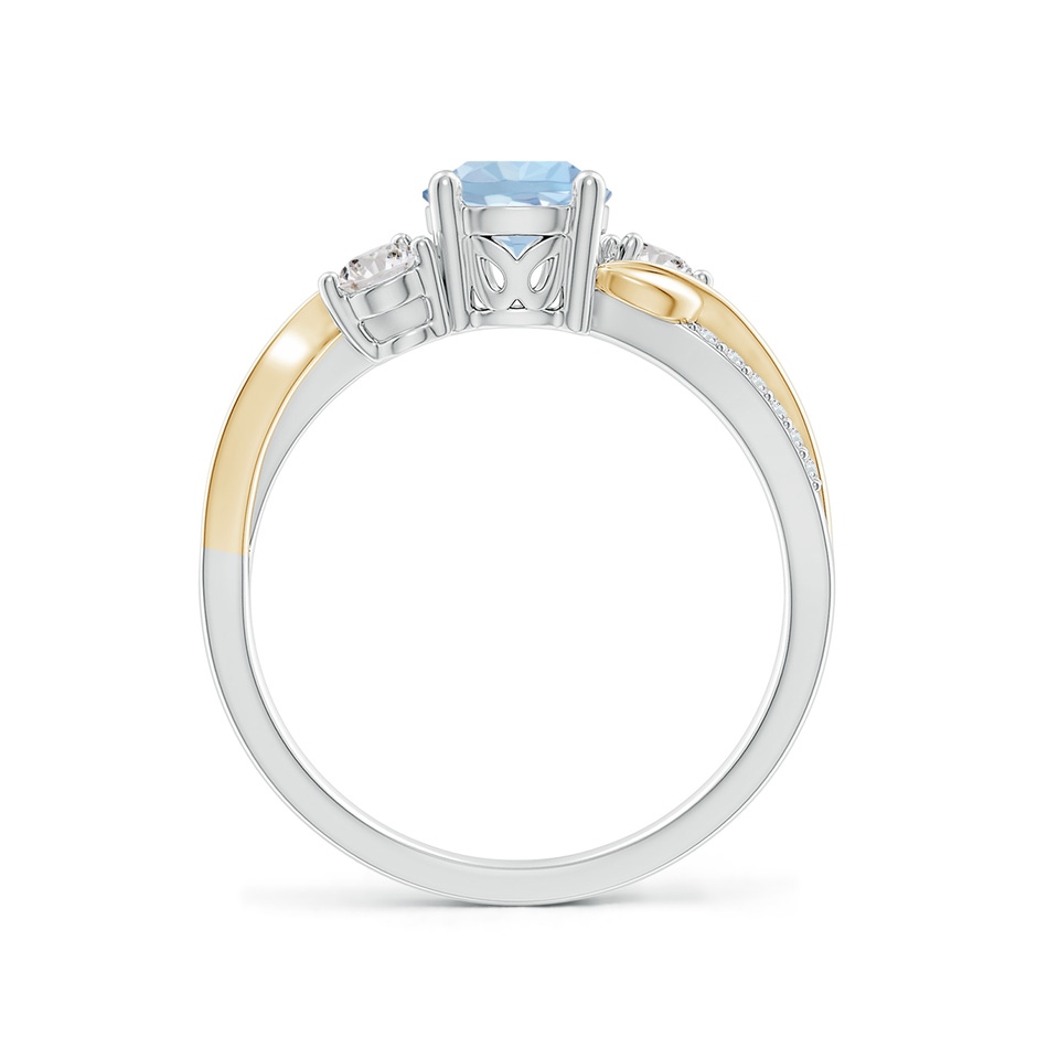 6mm AA Aquamarine and Diamond Twisted Vine Ring in White Gold Yellow Gold side 199