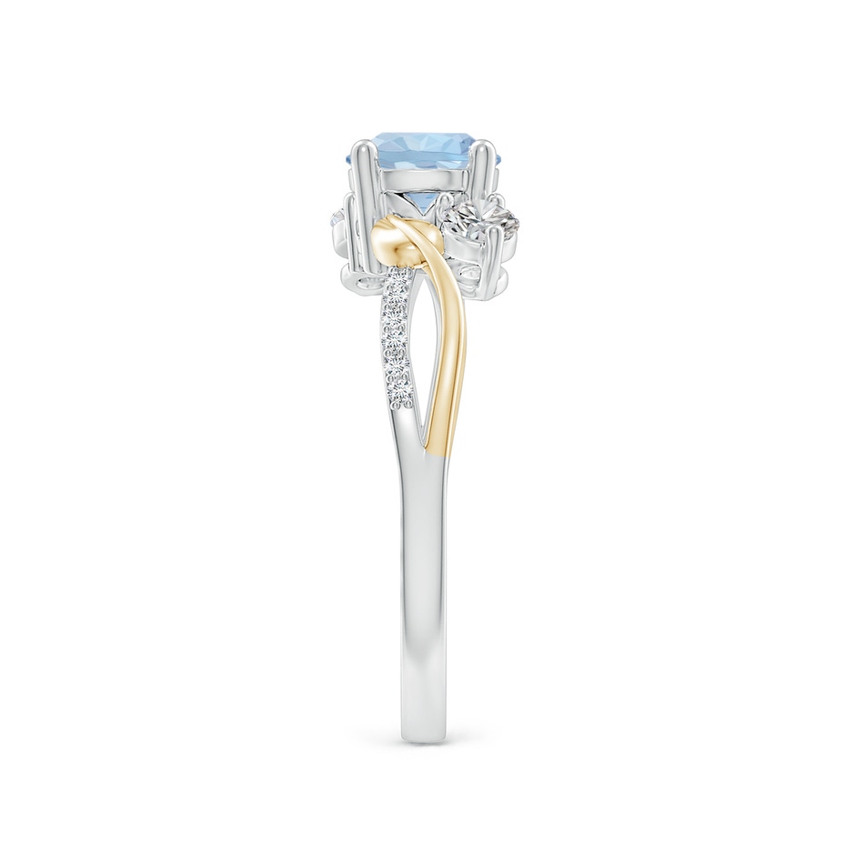 6mm AA Aquamarine and Diamond Twisted Vine Ring in White Gold Yellow Gold side 299
