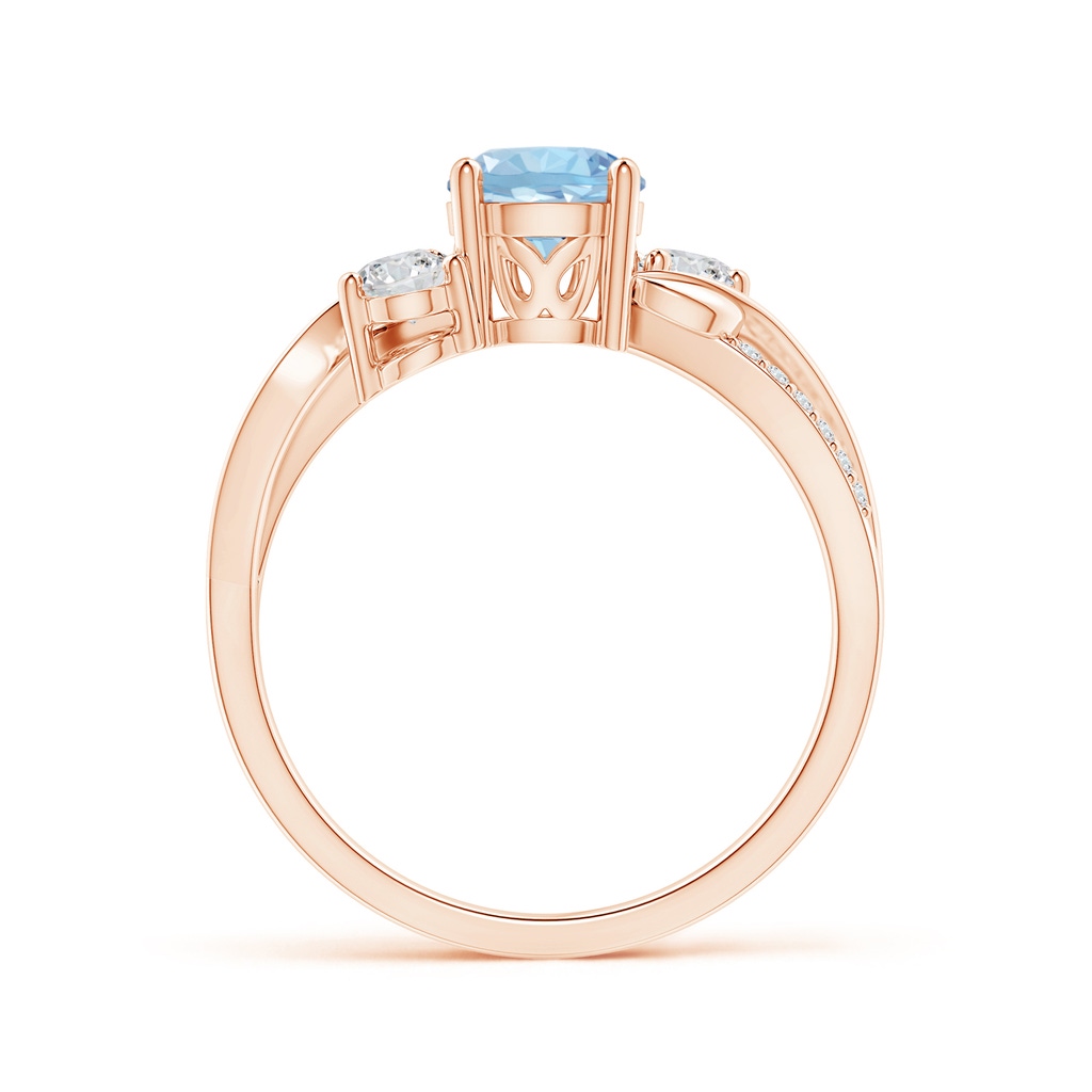 6mm AAA Aquamarine and Diamond Twisted Vine Ring in Rose Gold Side-1