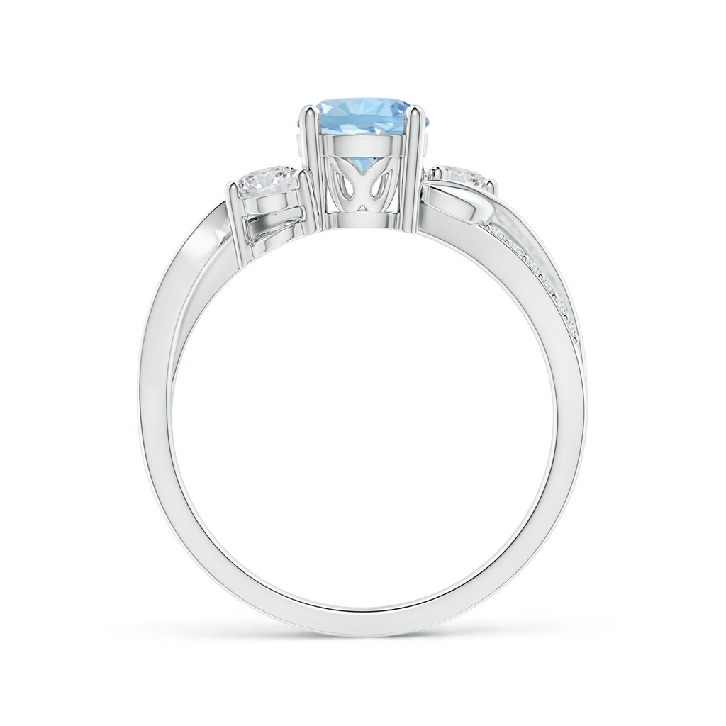 6mm AAA Aquamarine and Diamond Twisted Vine Ring in White Gold Side-1