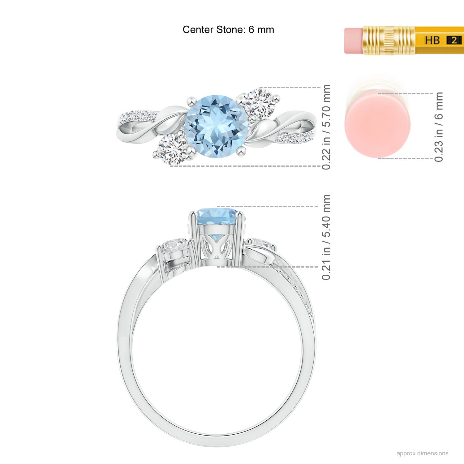 Angara Natural Aquamarine and Diamond Engagement Ring in 14K Solid Gold (6MM) - Bild 20 von 72