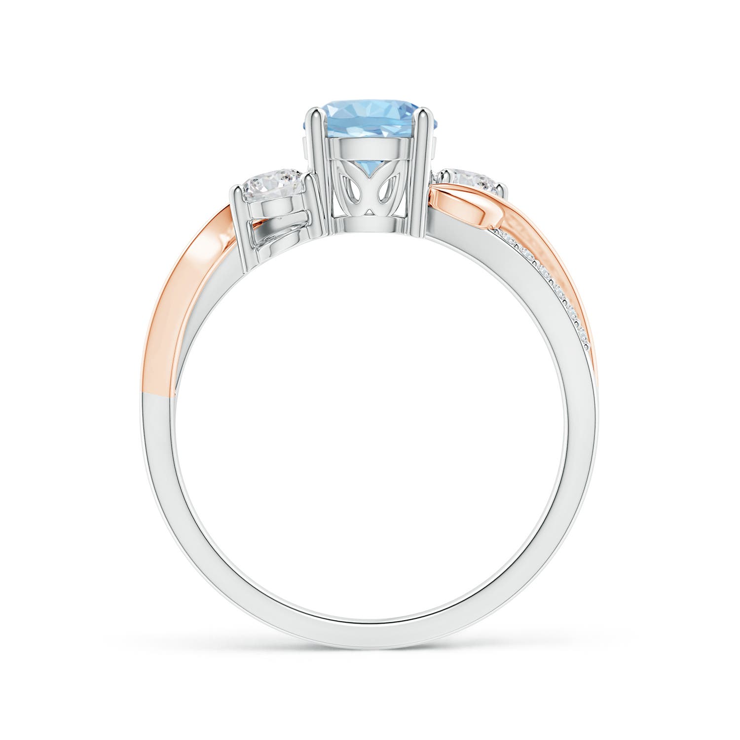 Angara Natural Aquamarine and Diamond Engagement Ring in 14K Solid Gold (6MM) - Bild 62 von 72