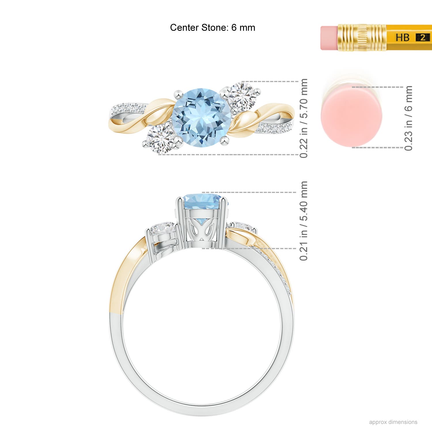 Angara Natural Aquamarine and Diamond Engagement Ring in 14K Solid Gold (6MM) - Bild 56 von 72