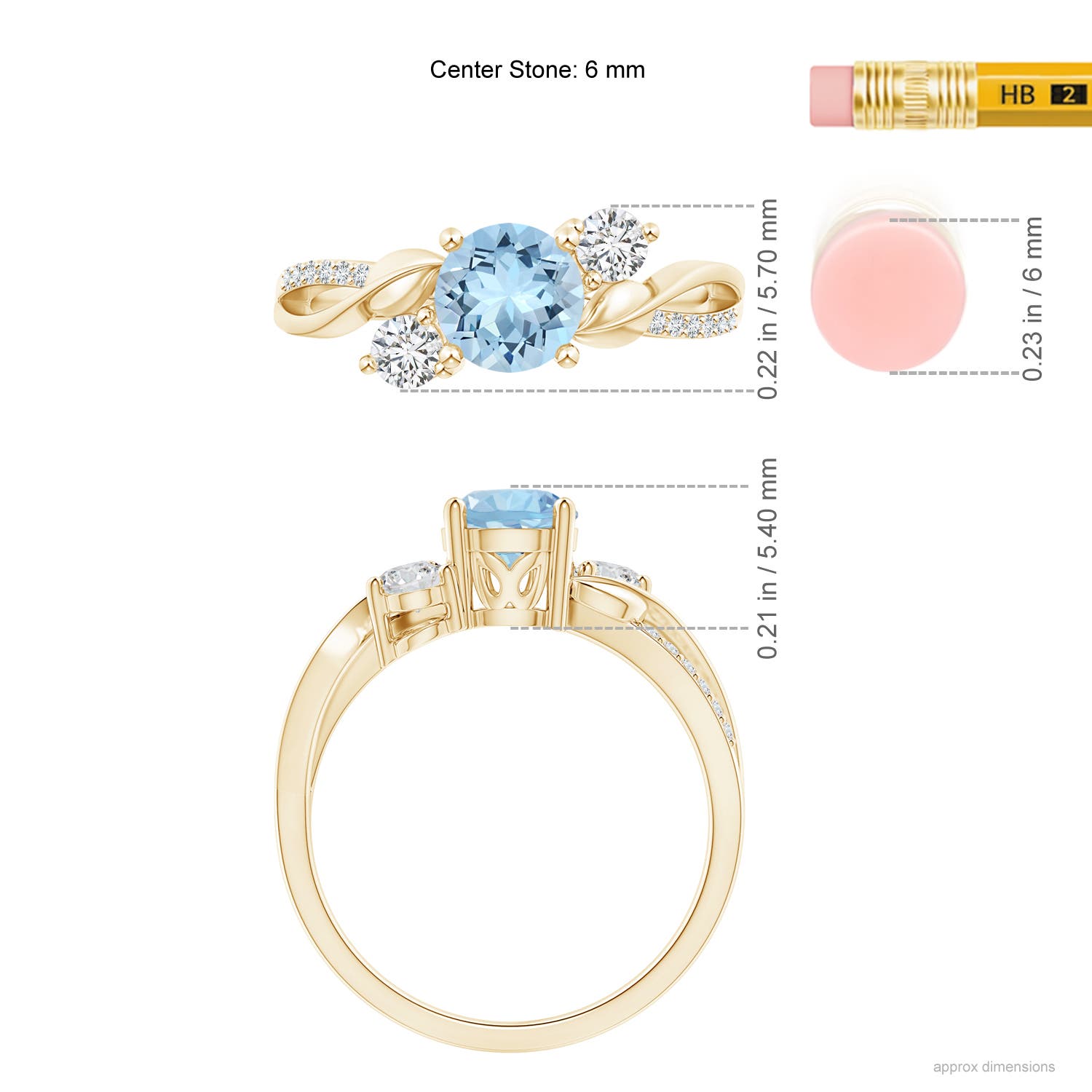 Angara Natural Aquamarine and Diamond Engagement Ring in 14K Solid Gold (6MM) - Bild 32 von 72