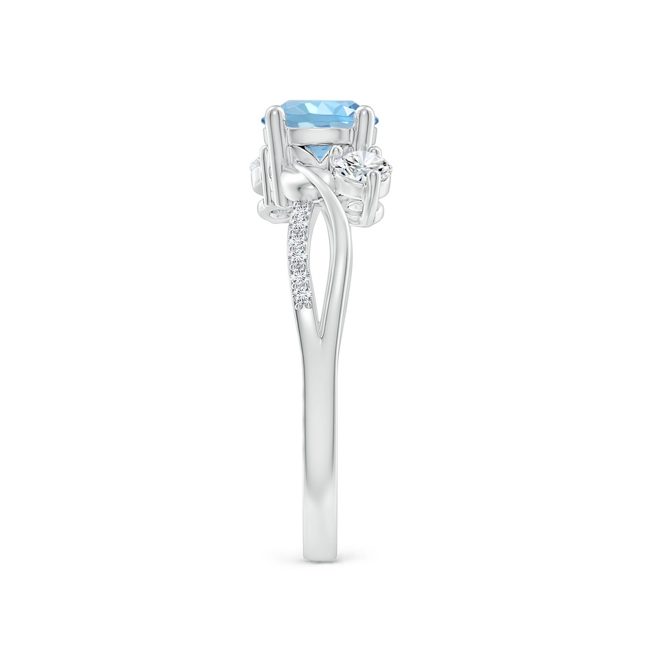6mm AAAA Aquamarine and Diamond Twisted Vine Ring in 10K White Gold side 299