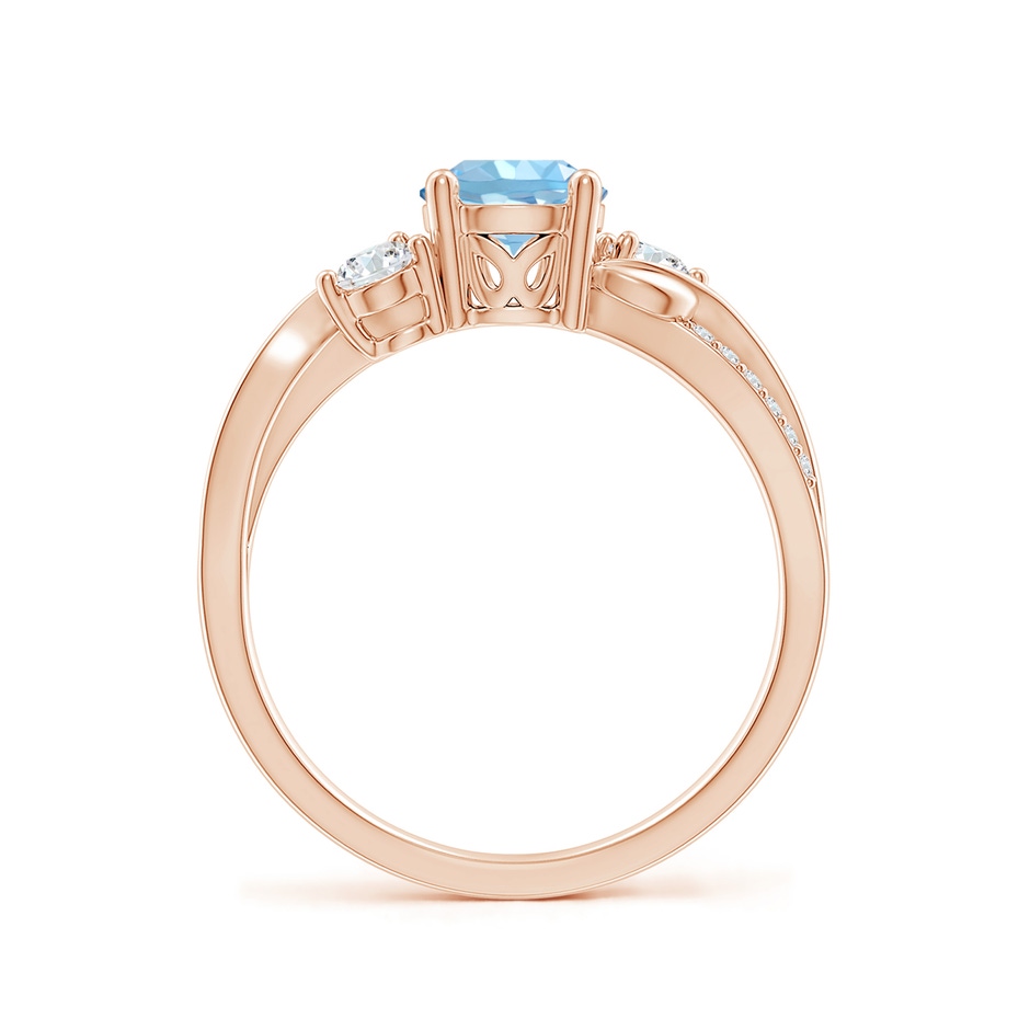 6mm AAAA Aquamarine and Diamond Twisted Vine Ring in 18K Rose Gold side 199