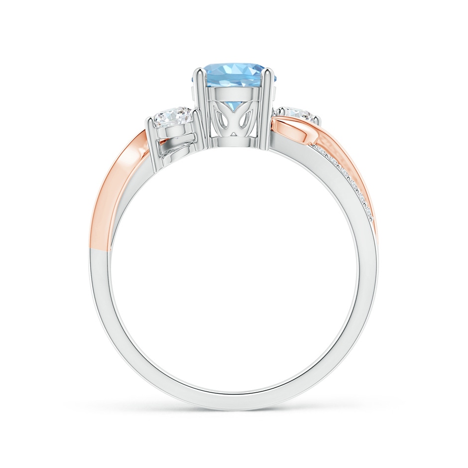 6mm AAAA Aquamarine and Diamond Twisted Vine Ring in 9K White Gold 9K Rose Gold side 199