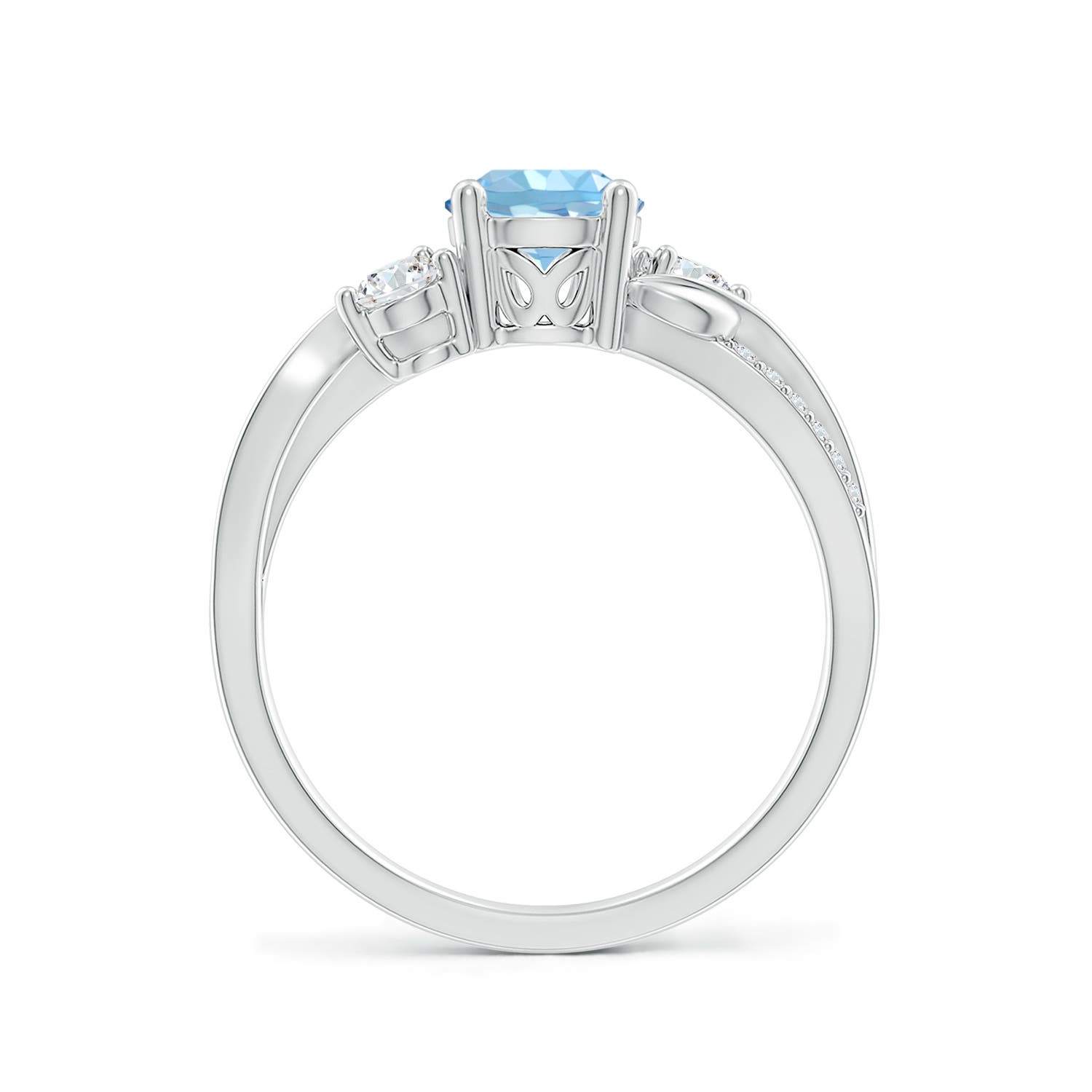 6mm AAAA Aquamarine and Diamond Twisted Vine Engagement Ring in P950 Platinum