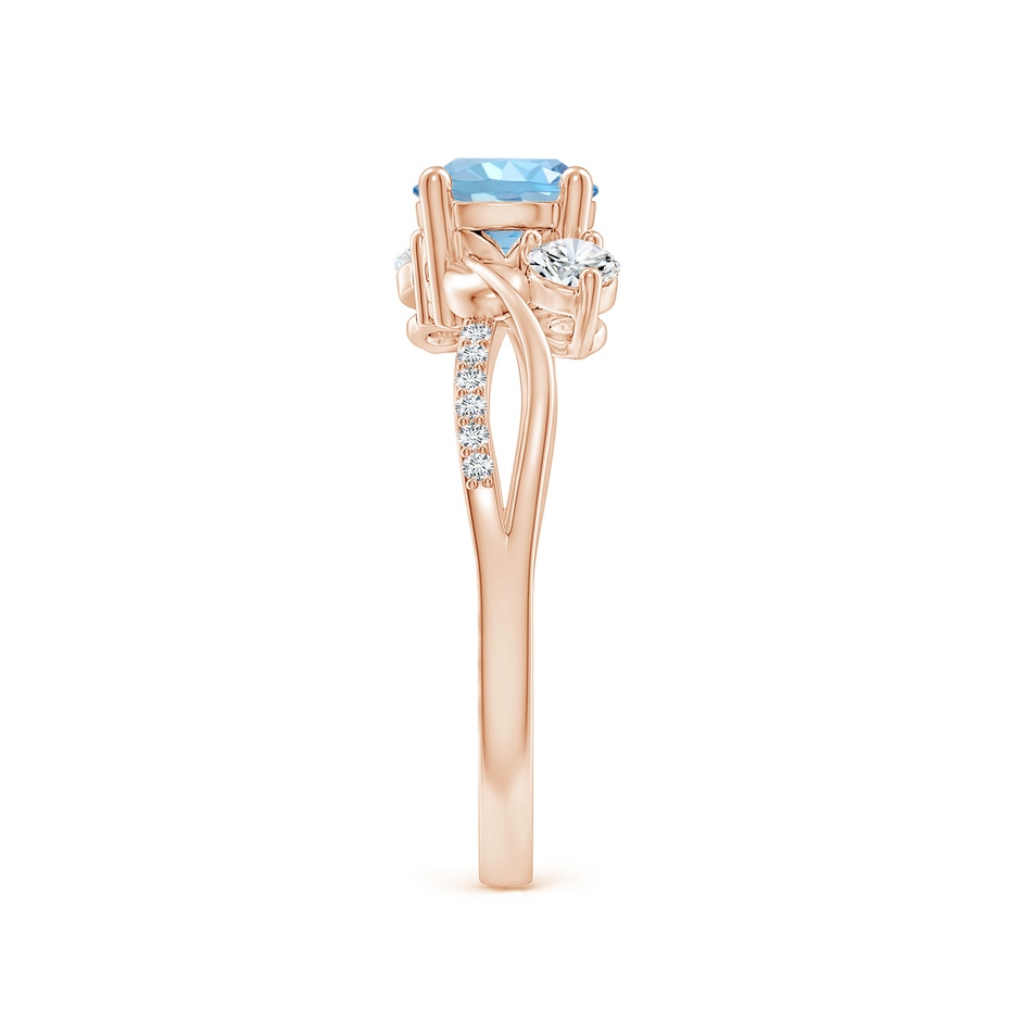 6mm AAAA Aquamarine and Diamond Twisted Vine Ring in Rose Gold side 299