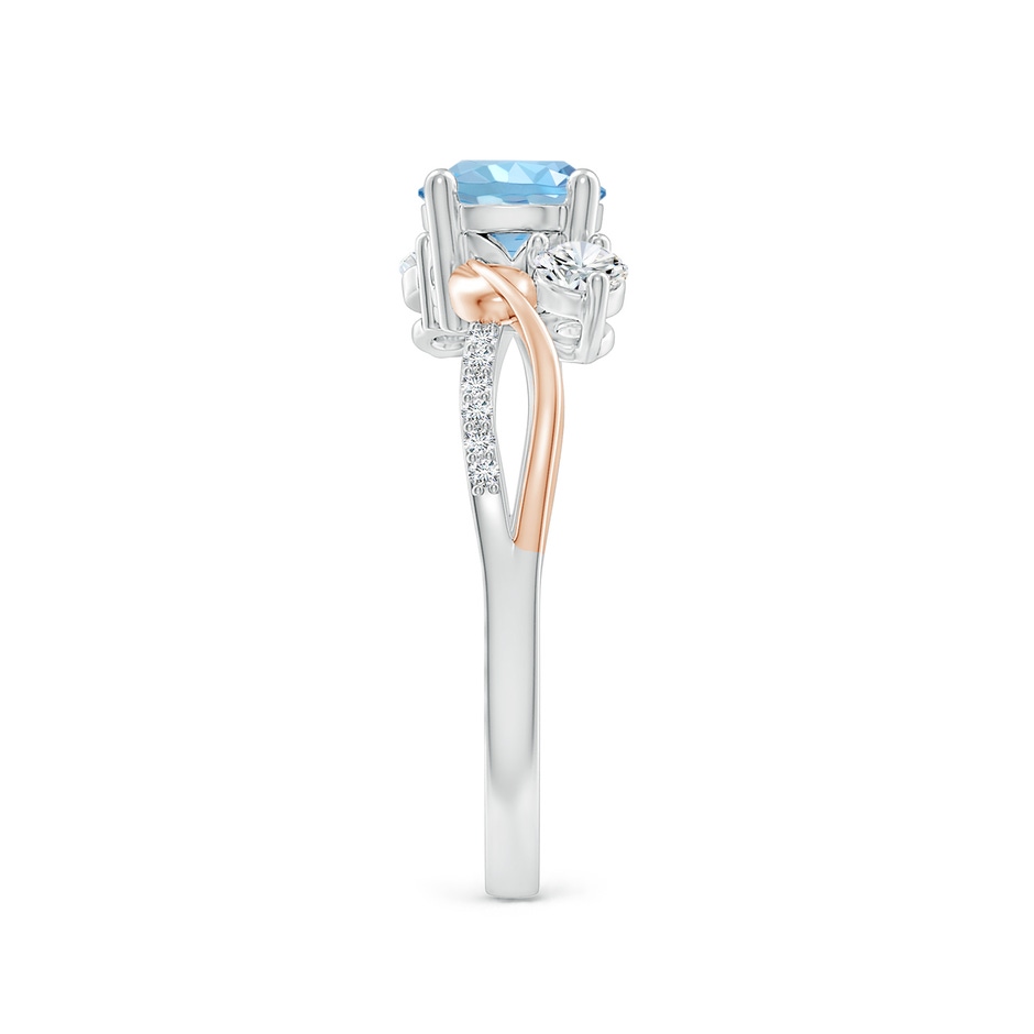 6mm AAAA Aquamarine and Diamond Twisted Vine Ring in White Gold Rose Gold side 299