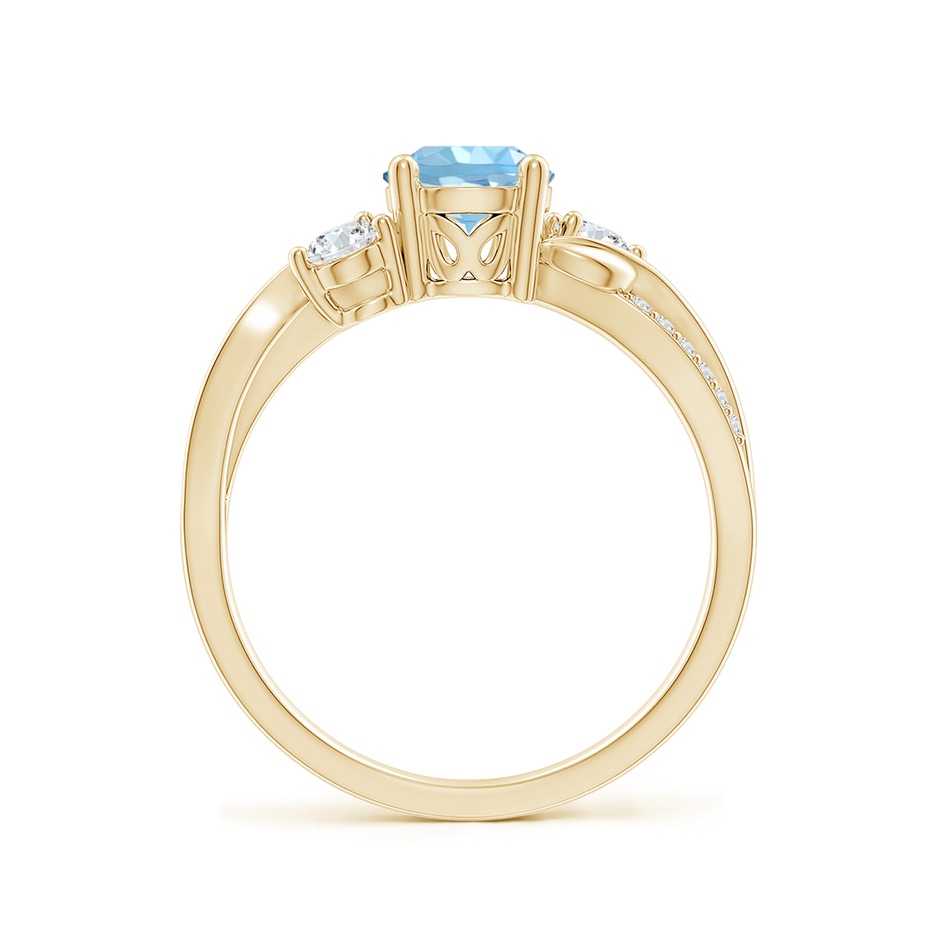 6mm AAAA Aquamarine and Diamond Twisted Vine Ring in Yellow Gold side 199