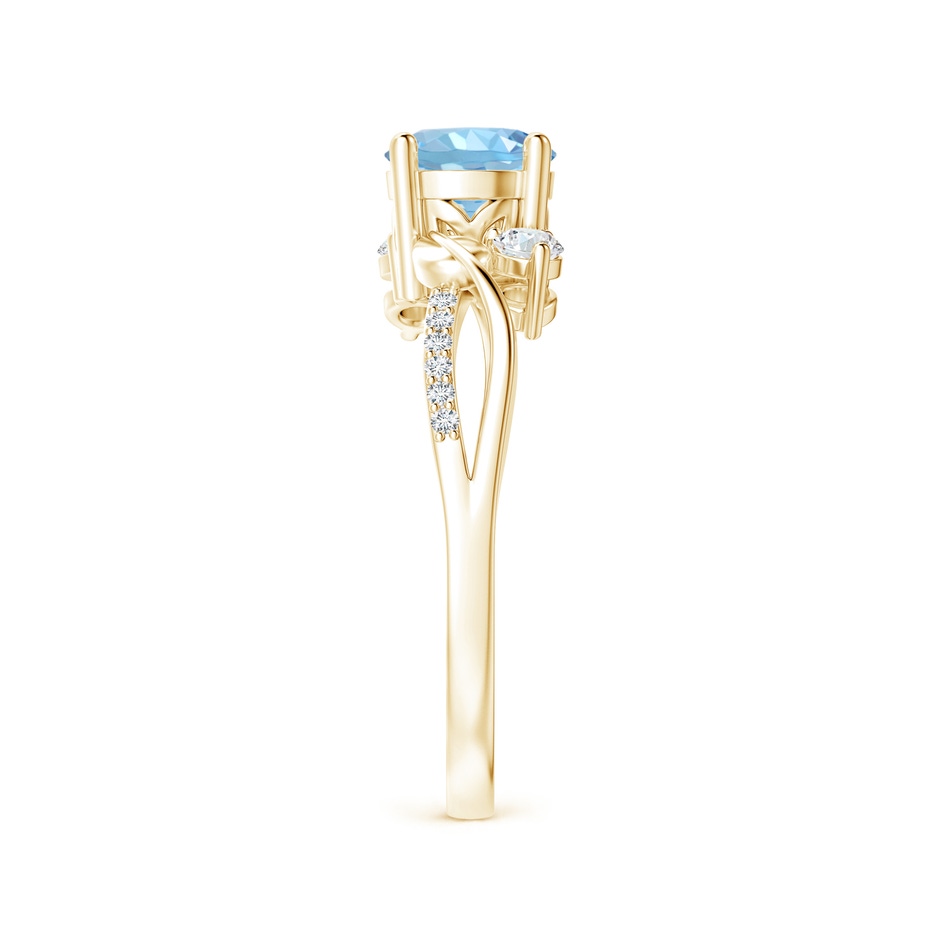6mm AAAA Aquamarine and Diamond Twisted Vine Ring in Yellow Gold side 299