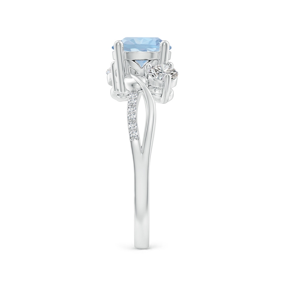 7mm AA Aquamarine and Diamond Twisted Vine Ring in 18K White Gold side 299