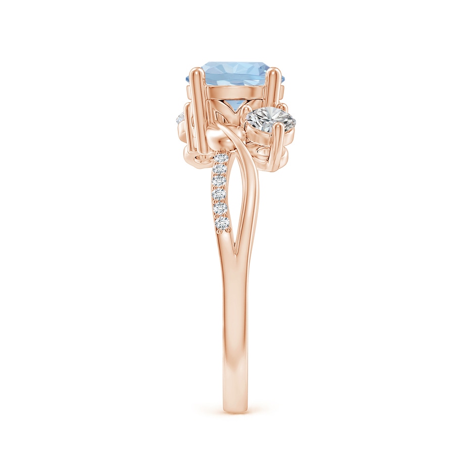 7mm AA Aquamarine and Diamond Twisted Vine Ring in Rose Gold side 299