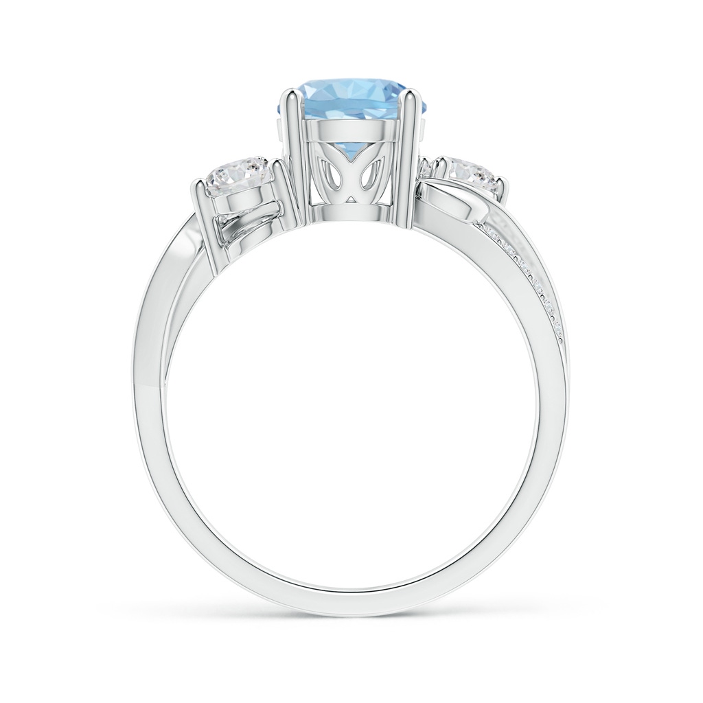 7mm AAA Aquamarine and Diamond Twisted Vine Ring in 18K White Gold Side-1