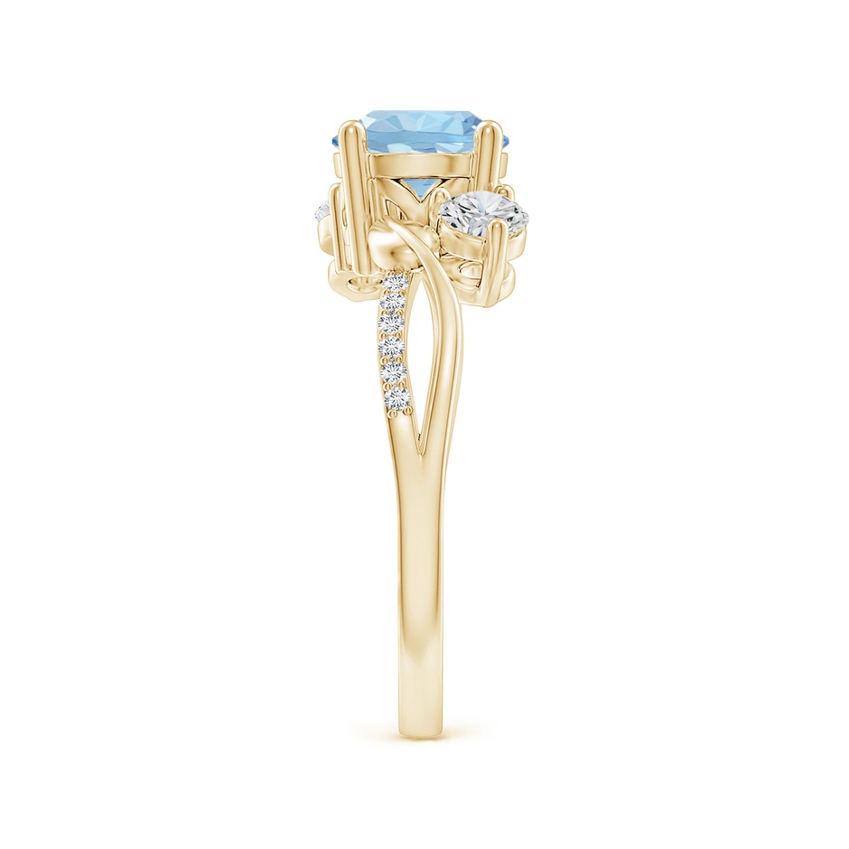 7mm AAA Aquamarine and Diamond Twisted Vine Ring in 18K Yellow Gold side 299
