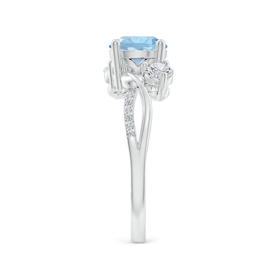 7mm AAA Aquamarine and Diamond Twisted Vine Ring in White Gold side 299