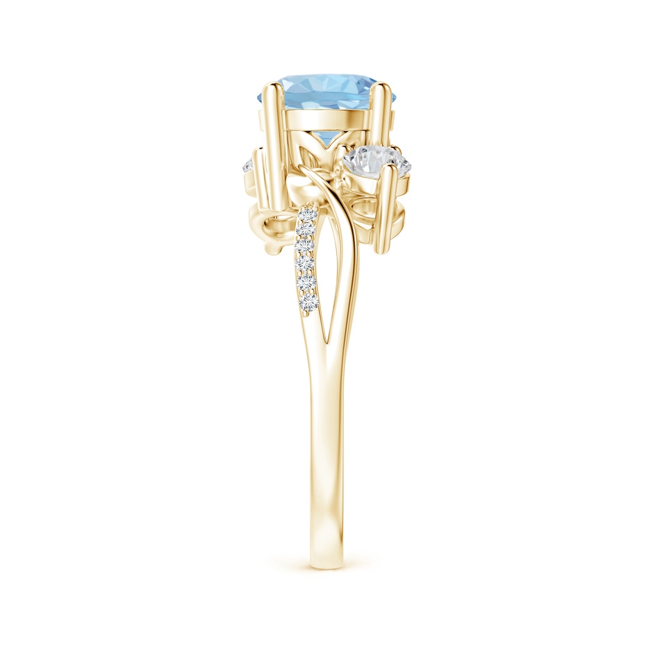 7mm AAA Aquamarine and Diamond Twisted Vine Ring in Yellow Gold side 299