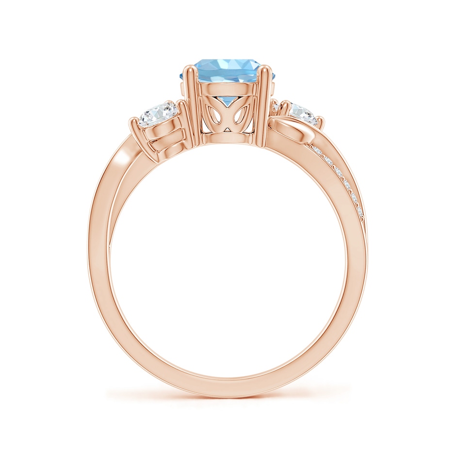 7mm AAAA Aquamarine and Diamond Twisted Vine Ring in 18K Rose Gold side 199
