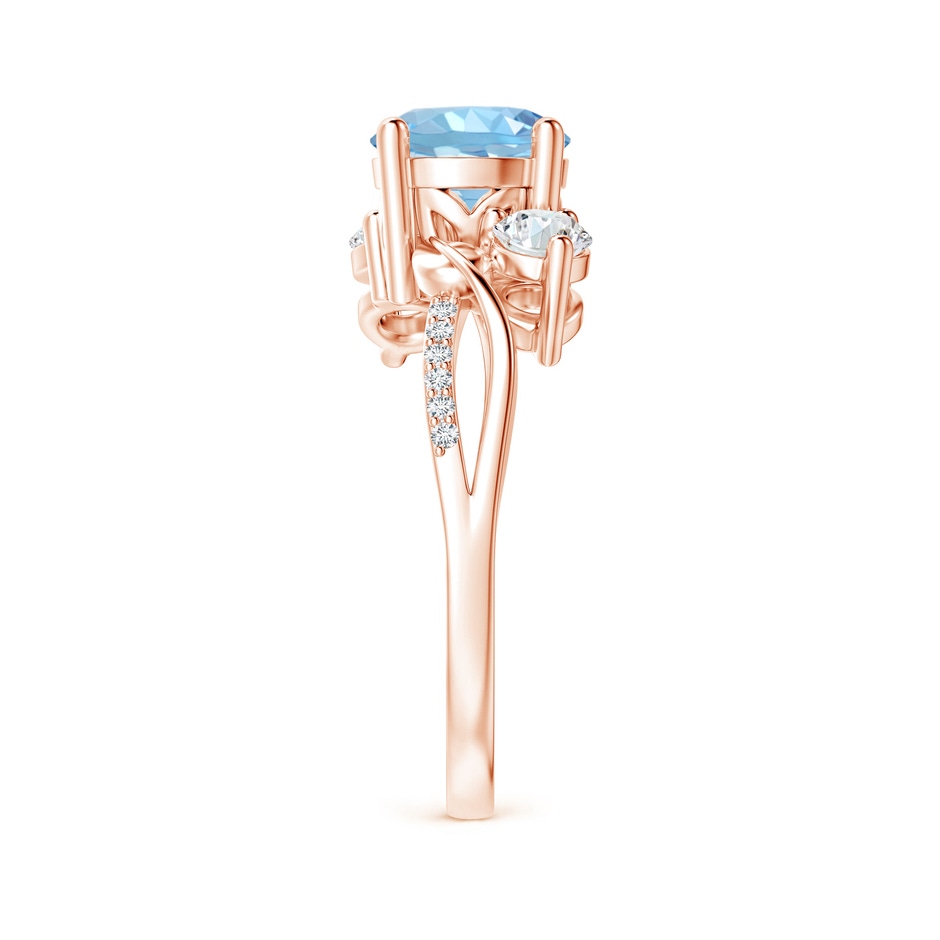 7mm AAAA Aquamarine and Diamond Twisted Vine Ring in 18K Rose Gold side 299
