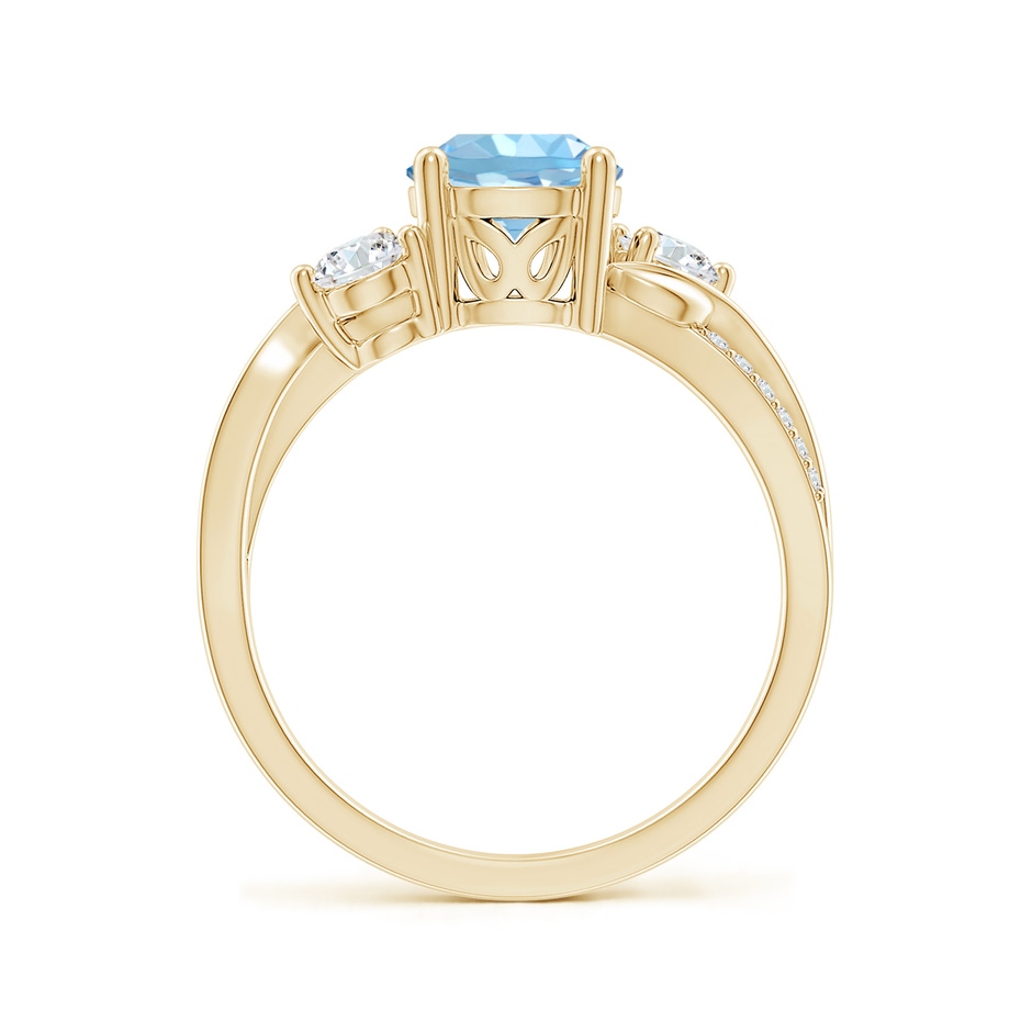 7mm AAAA Aquamarine and Diamond Twisted Vine Ring in 18K Yellow Gold side 199