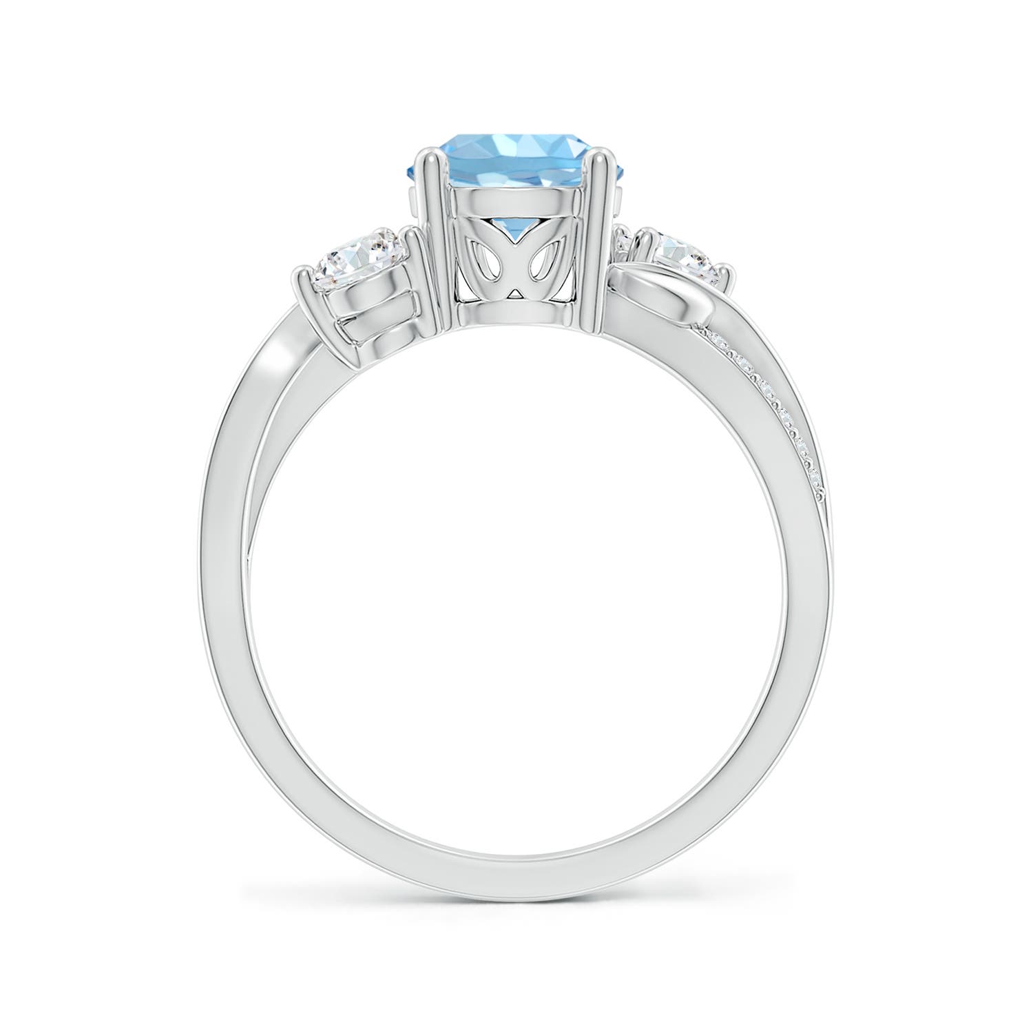 7mm AAAA Aquamarine and Diamond Twisted Vine Engagement Ring in P950 Platinum