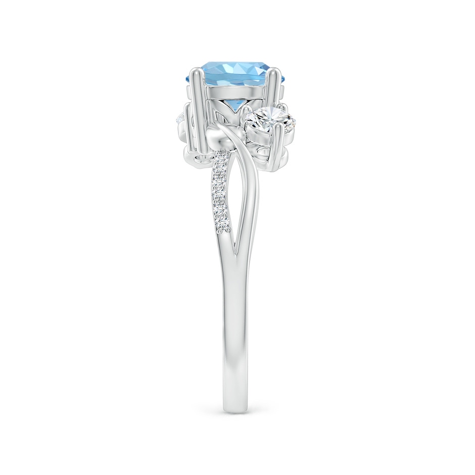 7mm AAAA Aquamarine and Diamond Twisted Vine Ring in White Gold side 299