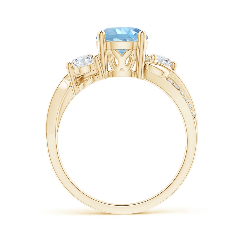 7mm AAAA Aquamarine and Diamond Twisted Vine Ring in Yellow Gold side 199