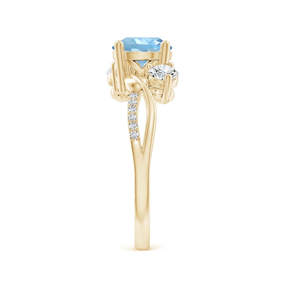 7mm AAAA Aquamarine and Diamond Twisted Vine Ring in Yellow Gold side 299