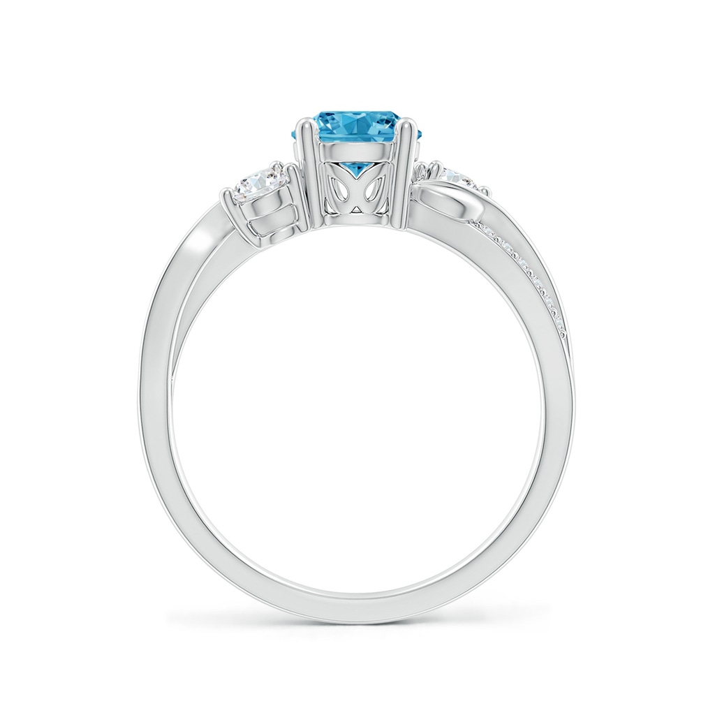 6mm AAAA Fancy Intense Blue and White Diamond Twisted Vine Ring in P950 Platinum - side 199