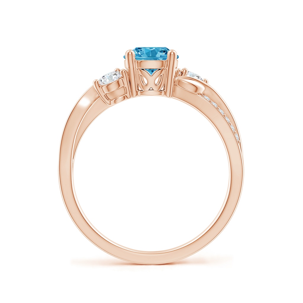 6mm AAAA Fancy Intense Blue and White Diamond Twisted Vine Ring in Rose Gold - side 199