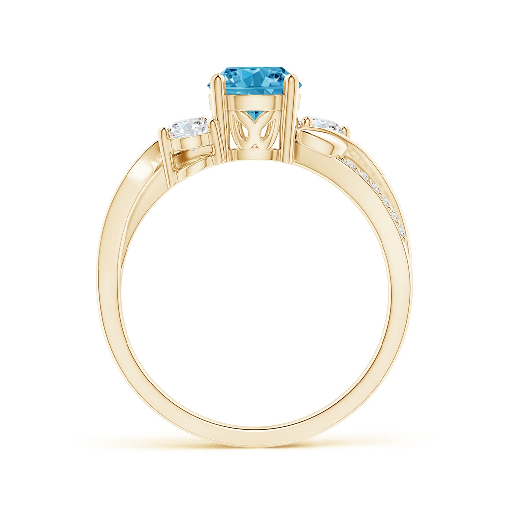 6mm AAAA Fancy Intense Blue and White Diamond Twisted Vine Ring in Yellow Gold - side 199