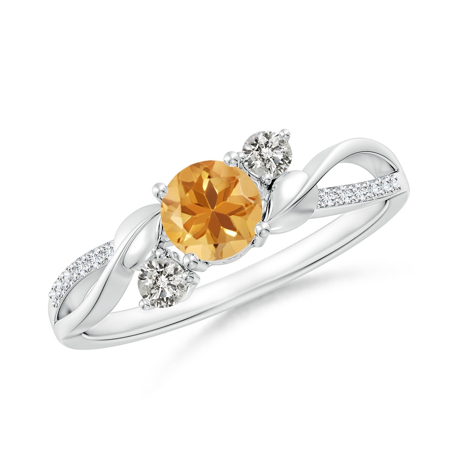 5mm A Citrine and Diamond Twisted Vine Ring in P950 Platinum 