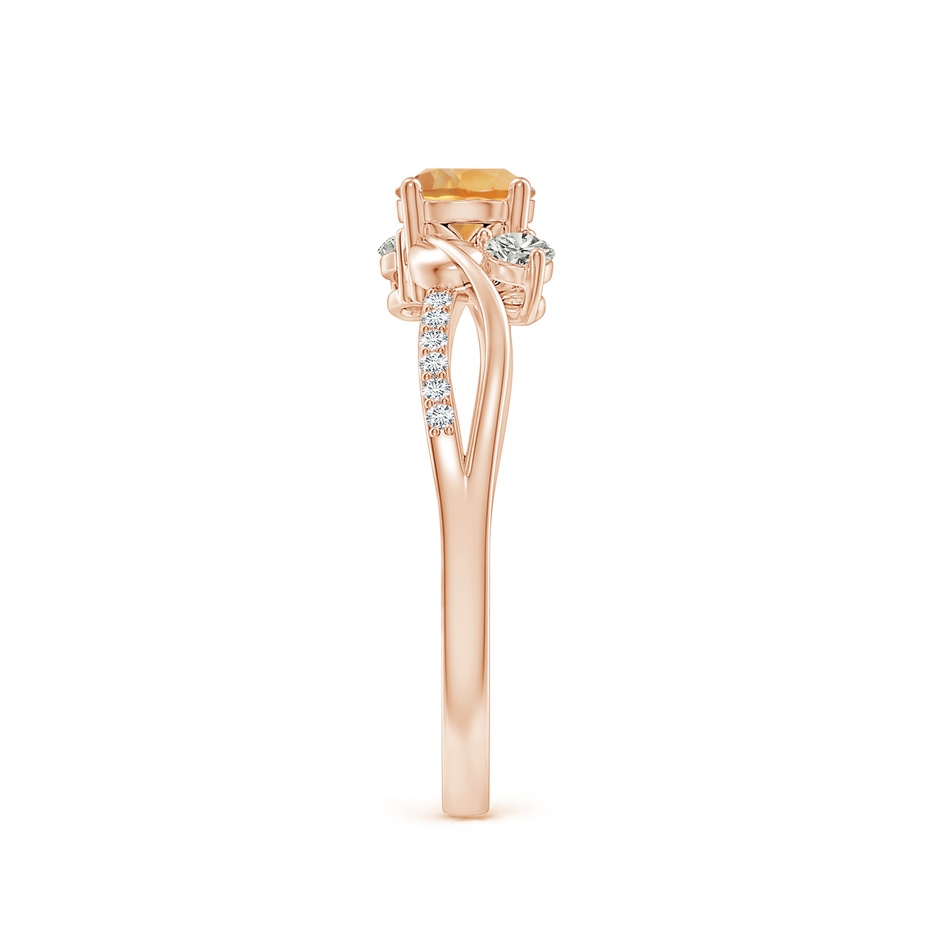5mm A Citrine and Diamond Twisted Vine Ring in Rose Gold side 299