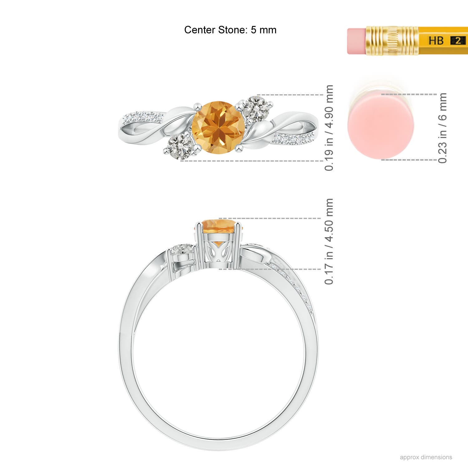 A - Citrine / 0.65 CT / 14 KT White Gold