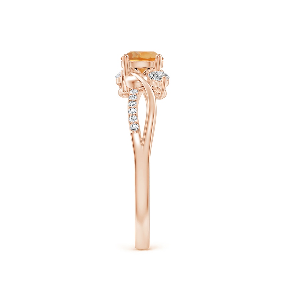 5mm AA Citrine and Diamond Twisted Vine Ring in 9K Rose Gold side 299