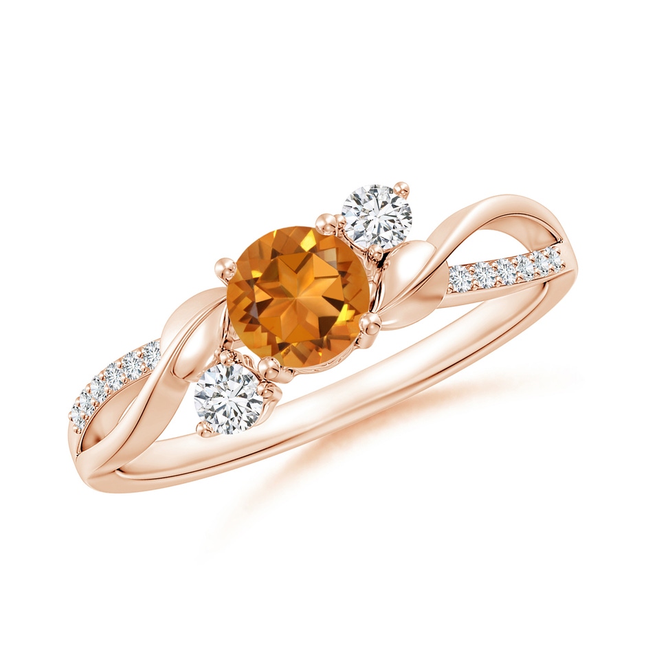 5mm AAA Citrine and Diamond Twisted Vine Ring in Rose Gold 