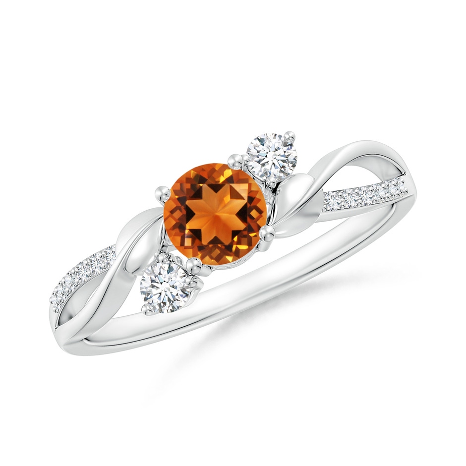 5mm AAAA Citrine and Diamond Twisted Vine Ring in P950 Platinum 