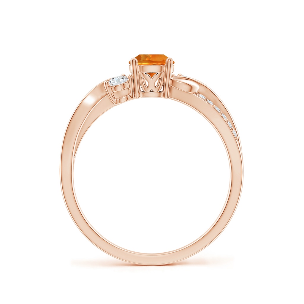 5mm AAAA Citrine and Diamond Twisted Vine Ring in Rose Gold - side 199