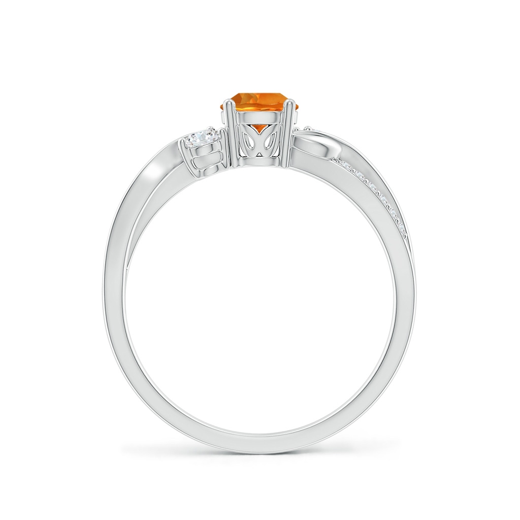 5mm AAAA Citrine and Diamond Twisted Vine Ring in White Gold - side 199