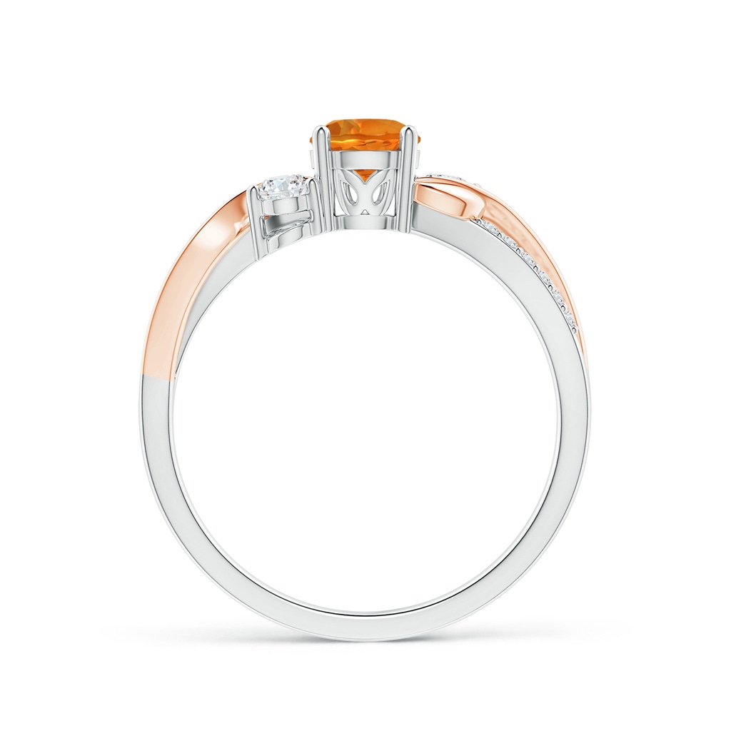 5mm AAAA Citrine and Diamond Twisted Vine Ring in White Gold Rose Gold Side-1