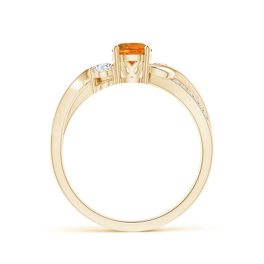 5mm AAAA Citrine and Diamond Twisted Vine Ring in Yellow Gold Side-1