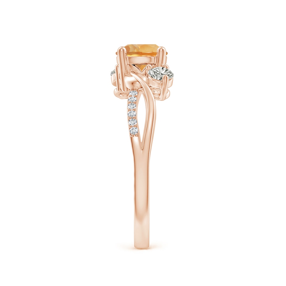 6mm A Citrine and Diamond Twisted Vine Ring in Rose Gold side 299