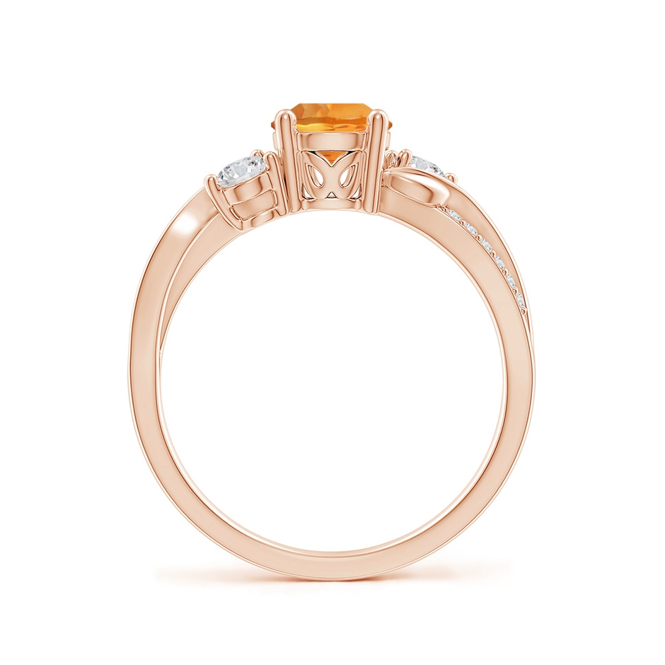 6mm AAA Citrine and Diamond Twisted Vine Ring in Rose Gold side 199