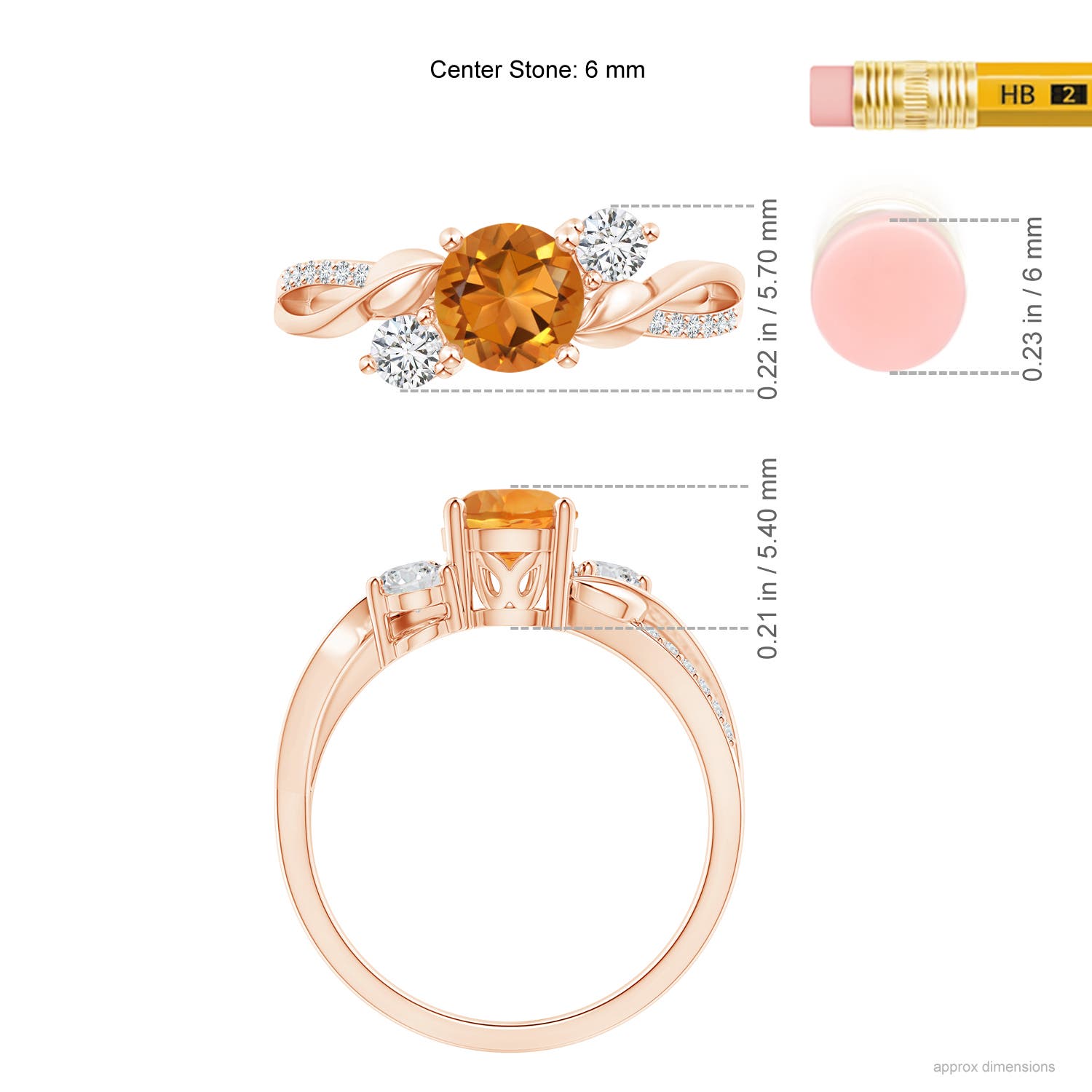 AAA - Citrine / 0.97 CT / 14 KT Rose Gold