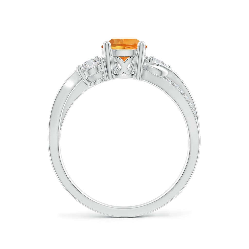 6mm AAA Citrine and Diamond Twisted Vine Ring in White Gold - side 199
