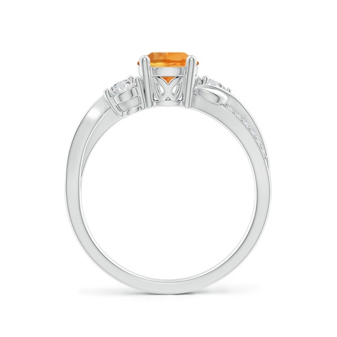 6mm AAA Citrine and Diamond Twisted Vine Ring in White Gold - side 3