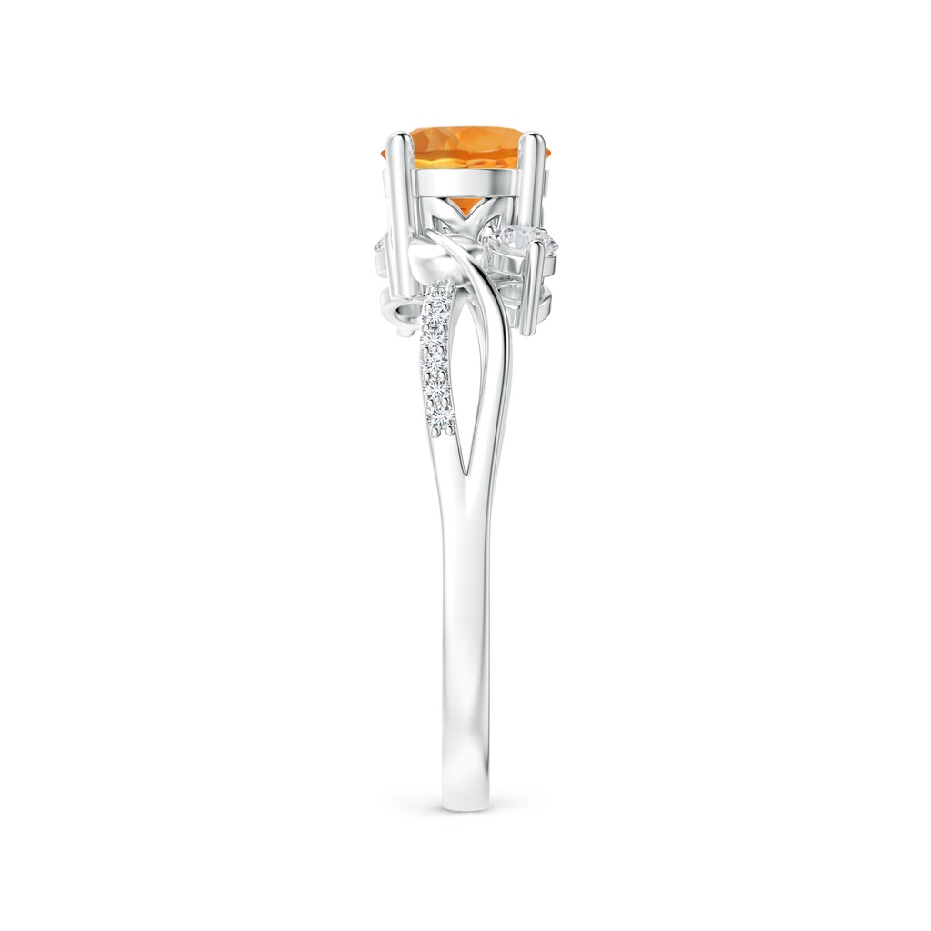 6mm AAA Citrine and Diamond Twisted Vine Ring in White Gold Side-2